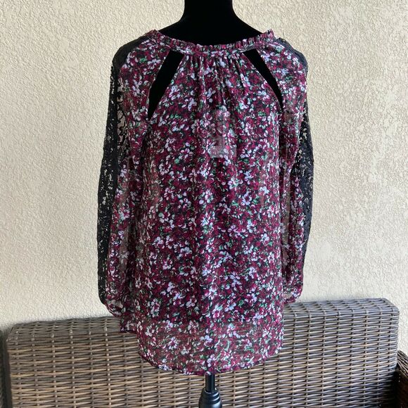 Jessica‎ Simpson Womens Blouse Size Small Lorette Raspberry Radiance Floral NEW - Picture 3 of 6